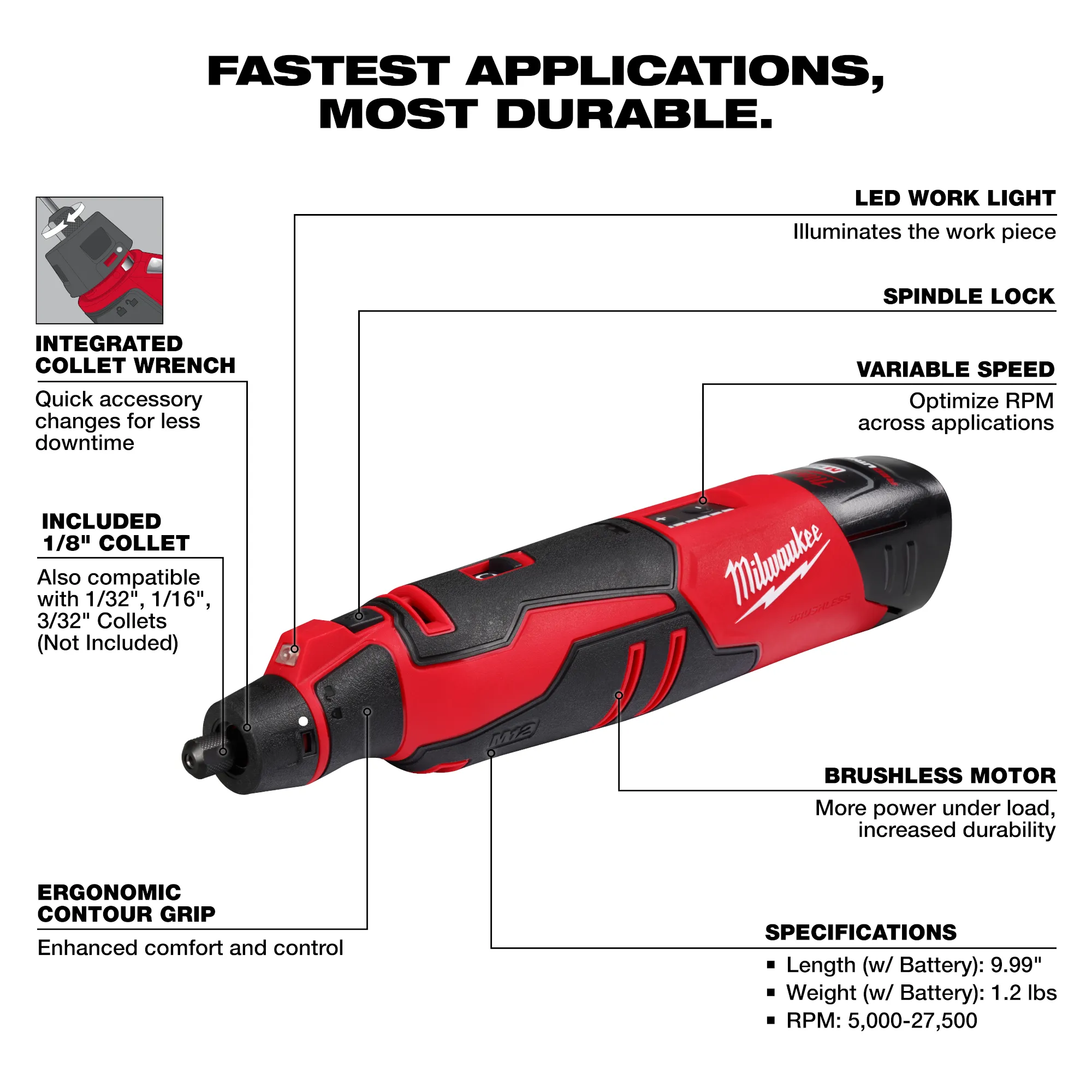 Milwaukee M12 Brushless Rotary Tool Kit